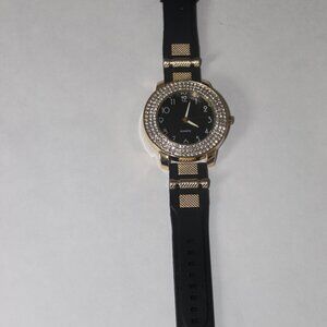 New black quartz water resistant "Bling" watch
